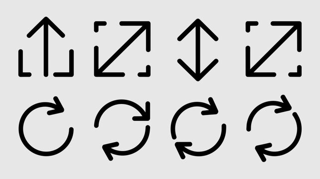 Flat Geometric Arrow and Refresh Set &ndash; Perfect for navigation UI, software update indicators, or technical documentation wayfinding.