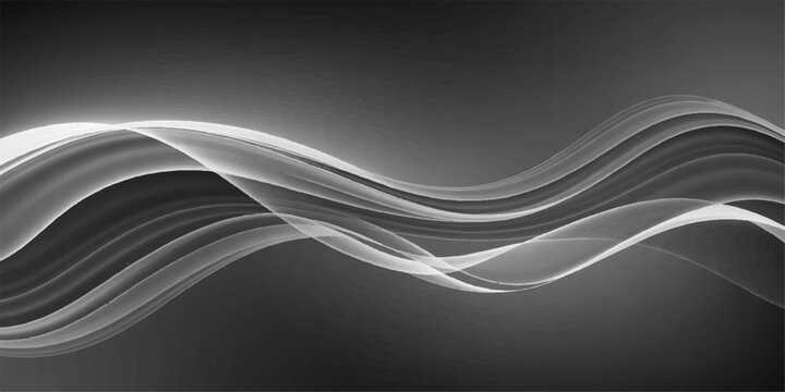 A mesmerizing monochromatic display of fluid, ethereal lines that ebb and flow across a gray canvas, a testament to the elegant dance of abstract form.