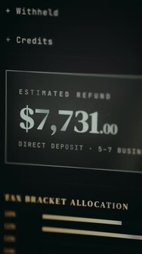 Tax return refund estimate with 5-7 business day processing timeframe