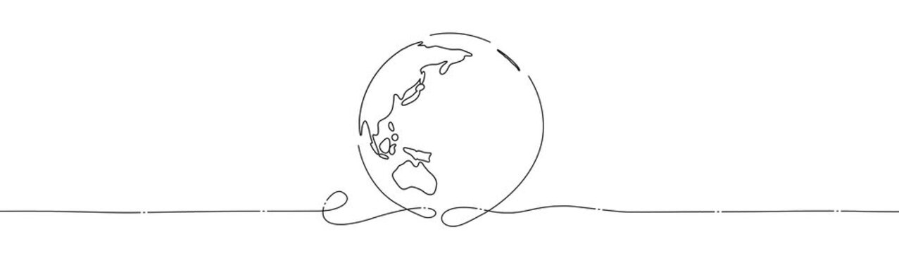 Rotating Globe World Hand Drawn Sketch Style with Continuos Line Drawing Seamless Loop