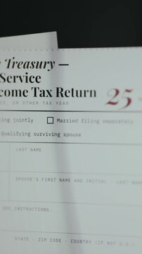 Fragment of individual income tax return paperwork