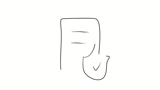 Secure document, legal services, legal support. Contour drawing, silhouett animation. Continuous line. Isolated on white. Video 4k object illustration self-drawing. Object construction. Minimalist con