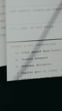 Income and Tax Computation section from Form 1040