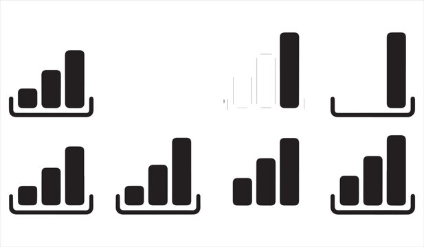 Collection of bar chart indicators showing growth levels and connectivity status