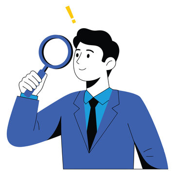 Businessman Holding Magnifying Glass Vector Illustration | Search Analysis Concept
