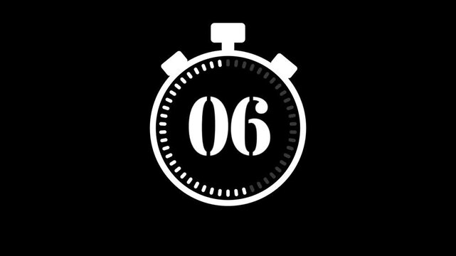 A classic stopwatch countdown timer showing number ten on a clean minimal dark black circular dial interface