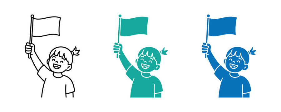 Vector illustration of people waving flags a graphic design and vector art example Flag Day