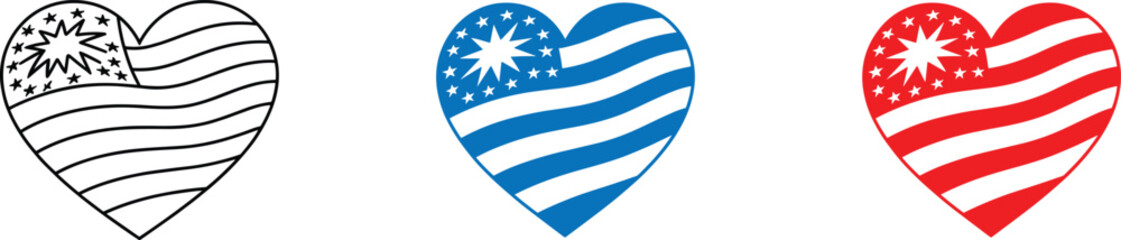 Obraz premium American flag heart vector art patriotic designs for independence day usa celebrations