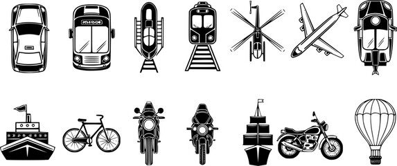 Fototapeta premium set of Transport view from above icons collection vector illustration design 
