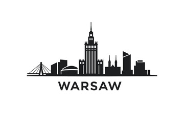 Obraz premium Minimal City Silhouette for Travel Design, Warsaw Skyline Illustration