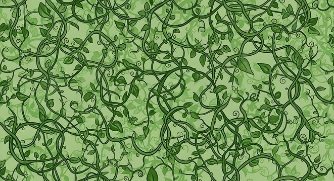 Dense, interwoven green vines and leaves create a lush, organic, and organic pattern
