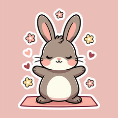 Fototapeta premium Cute rabbit standing in open arm yoga pose, balance and wellness concept for International Yoga Day vector illustration
