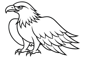 Obraz premium eagle bird silhouette line art vector illustration with a white background