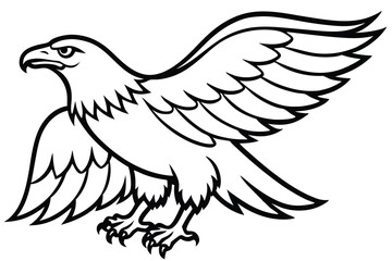Obraz premium eagle bird silhouette line art vector illustration with a white background