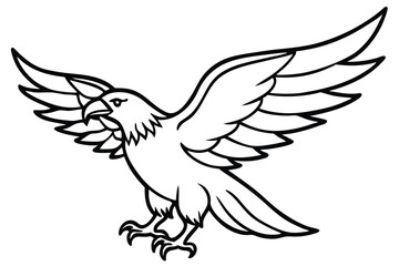 Naklejka premium eagle bird silhouette line art vector illustration with a white background