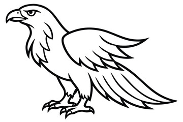 Fototapeta premium eagle bird silhouette line art vector illustration with a white background