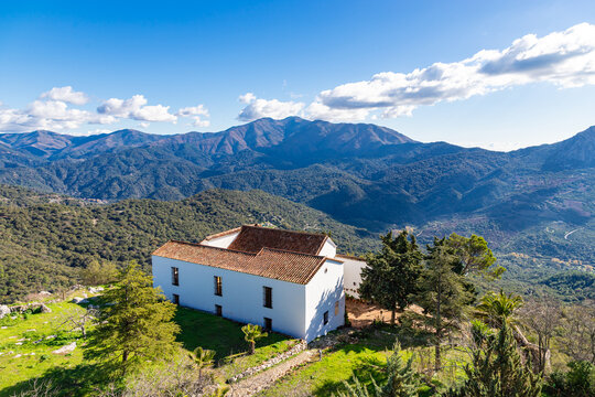 View from old castle Castillo del Aguila at white town Gauc&iacute;n, M&aacute;laga province, Spain