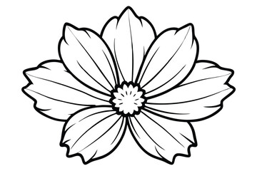 Fototapeta premium cosmos flower silhouette line art vector illustration with a white background
