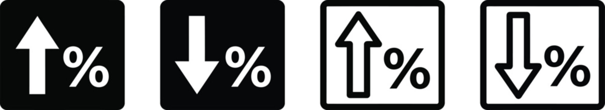 Percentage increase and decrease icons isolated on white background, Vector