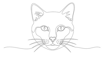 Obraz premium Minimalist Cat Face Line Drawing - Continuous Line Art Portrait