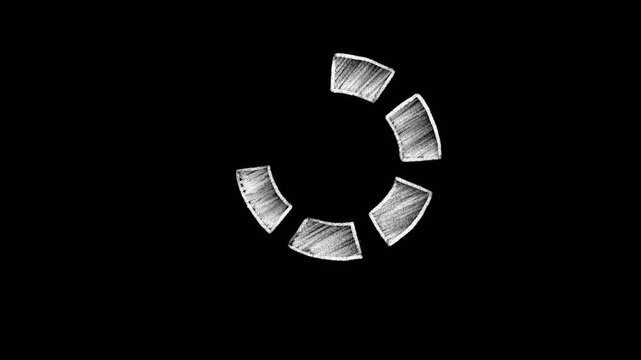 Doodle chalk animation circular loading bar with transparent background