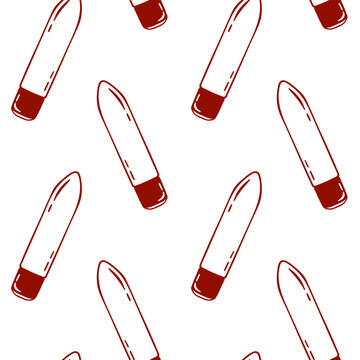 Red line pattern of a vibrator in minimalist sketch style, adult toys for sex games, Simple repeat for toy shop or branding materials