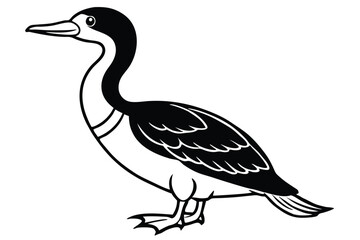 Fototapeta premium cormorant bird silhouette line art vector illustration with a white background