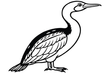 Fototapeta premium cormorant bird silhouette line art vector illustration with a white background