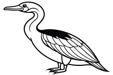 Fototapeta premium cormorant bird silhouette line art vector illustration with a white background