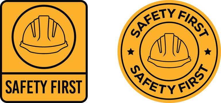 Safety First Hard Hat Sign Vector Set