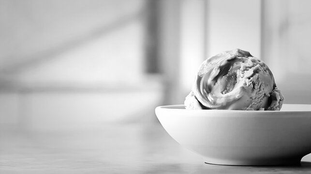 Scoop of fleur de sel caramel ice cream in a minimalist bowl