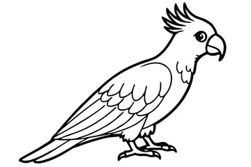 Fototapeta premium cockatoo bird silhouette line art vector illustration with a white background