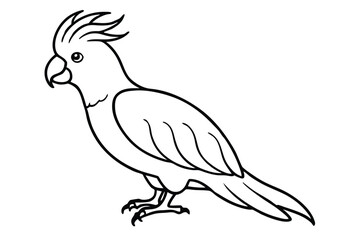 Fototapeta premium cockatoo bird silhouette line art vector illustration with a white background