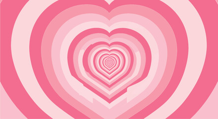 Abstract pink heart tunnel background with concentric shapes and retro aesthetic pattern for romantic greeting cards and digital design vector illustration © Abul