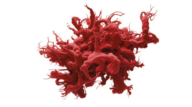 Red abstract shape with multiple tentacles isolated on, abstract, tentacles isolated on transparent background
