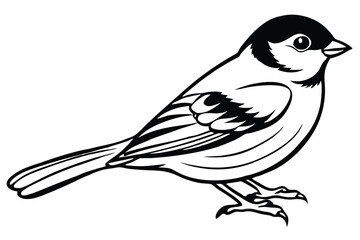 chickadee bird silhouette line art vector illustration with a white background © pipp99