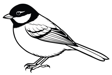 chickadee bird silhouette line art vector illustration with a white background © pipp99