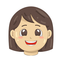 Obraz premium Cartoon Girl's Happy Face Illustration
