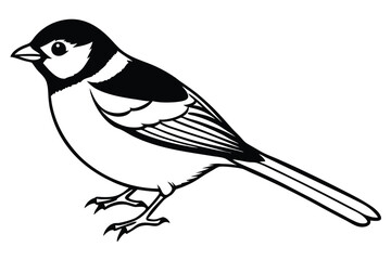 chickadee bird silhouette line art vector illustration with a white background © pipp99