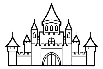 Fototapeta premium castle silhouette line art vector illustration with a white background