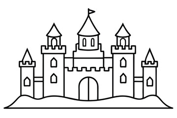 Fototapeta premium castle silhouette line art vector illustration with a white background