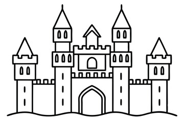 Obraz premium castle silhouette line art vector illustration with a white background