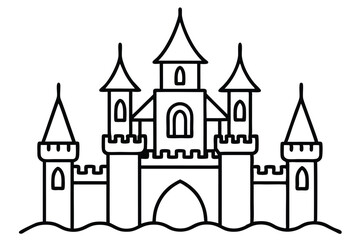 Fototapeta premium castle silhouette line art vector illustration with a white background
