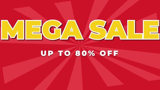 Mega Sale banner with Up to 80 Off text vibrant red background with sunburst effect perfect for retail advertising and promotions