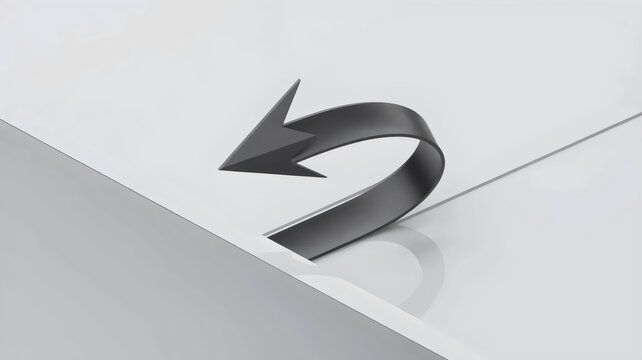 Charcoal gray arrow on white surface &ndash; Suitable for minimalist web design, guidance, or decision-making branding.