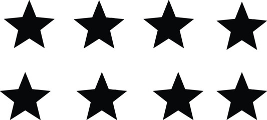Obraz premium Star silhouette set with five point shapes, decorative symbol icons isolated on white background vector illustration