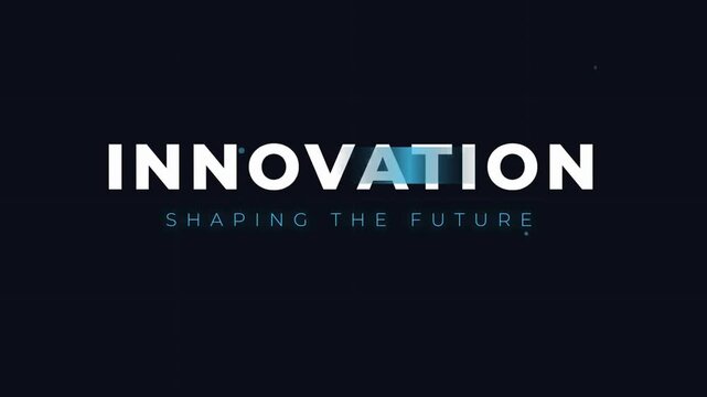 The word INNOVATION with the tagline SHAPING THE FUTURE in a modern futuristic typographic design representing progress and new ideas