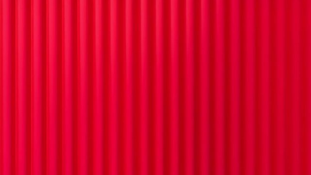 Pan tracking shot of corrugated metal wall sliding across red gradient panels on warehouse exterior revealing seam and color shift