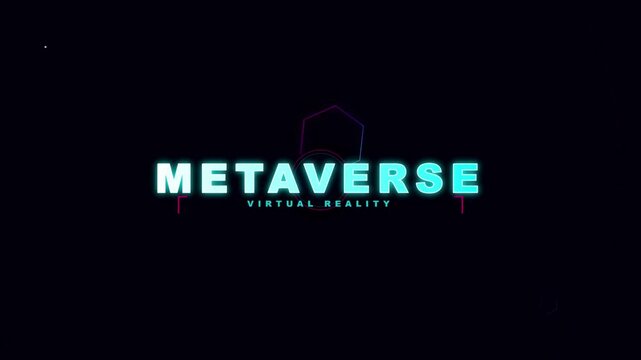 Metaverse virtual reality text effect glowing neon futuristic typography for digital technology and gaming concepts dark background
