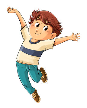 Little boy jumping for joy